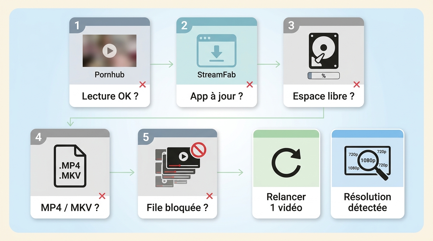 Diagnostic d’un téléchargement Pornhub bloqué dans StreamFab