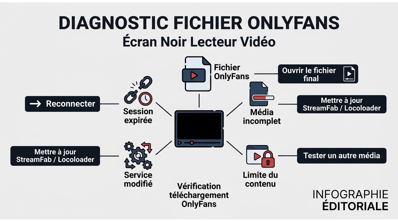 Diagnostic d’un fichier OnlyFans noir, incomplet ou illisible avec étapes de vérification