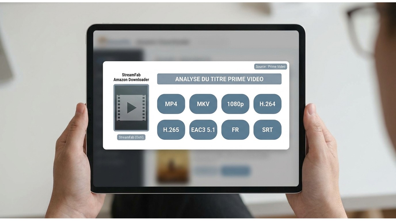 Réglages StreamFab pour MP4 ou MKV, vidéo, audio et sous-titres d’un titre Prime Video.