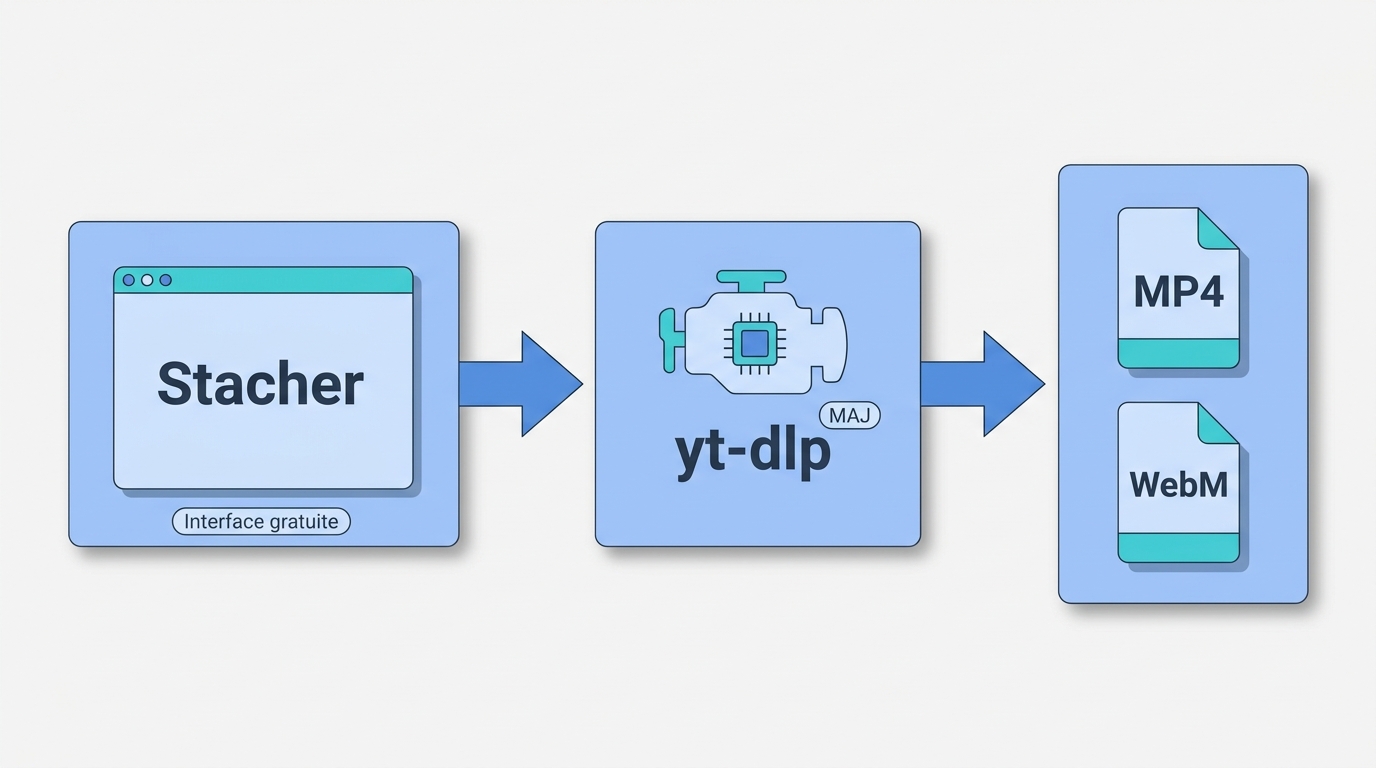 Fonctionnement de Stacher comme interface pour yt-dlp selon le système et les formats