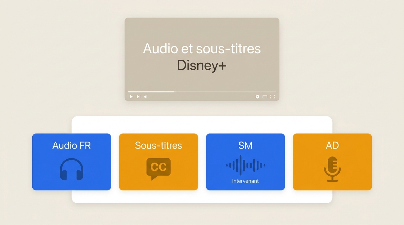 Différences entre audio, sous-titres, sous-titrage SM et audiodescription sur Disney+