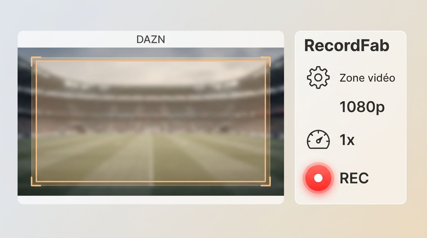 RecordFab sur Windows configuré pour capturer une vidéo DAZN en 1080p.