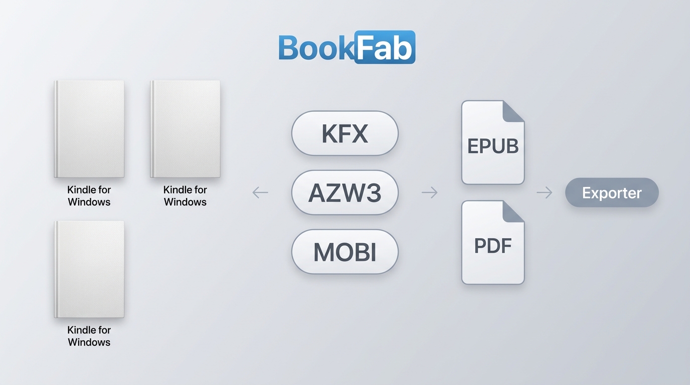 BookFab Kindle Converter détecte des livres Kindle locaux et les exporte en EPUB ou PDF.