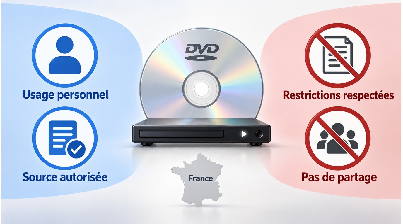 Limites de la copie privée de DVD en France pour un usage personnel autorisé.