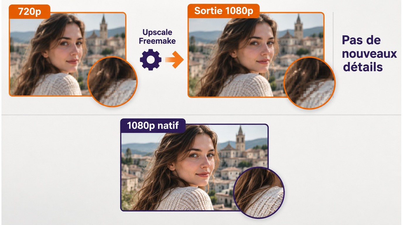 Pourquoi un upscaling Freemake de 720p vers 1080p ne recrée pas les détails