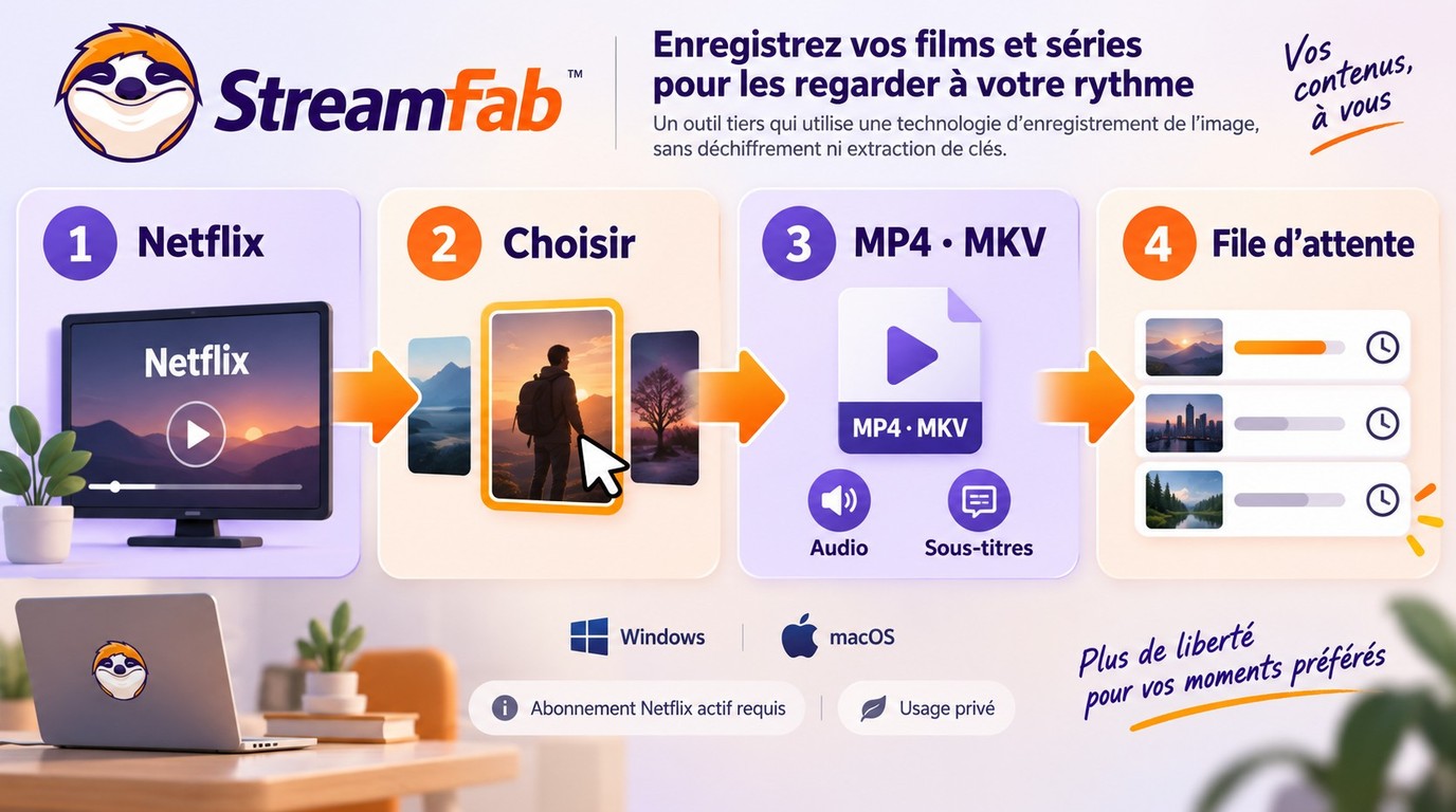 Étapes dans StreamFab pour enregistrer Netflix en MP4 ou MKV sur Windows et macOS