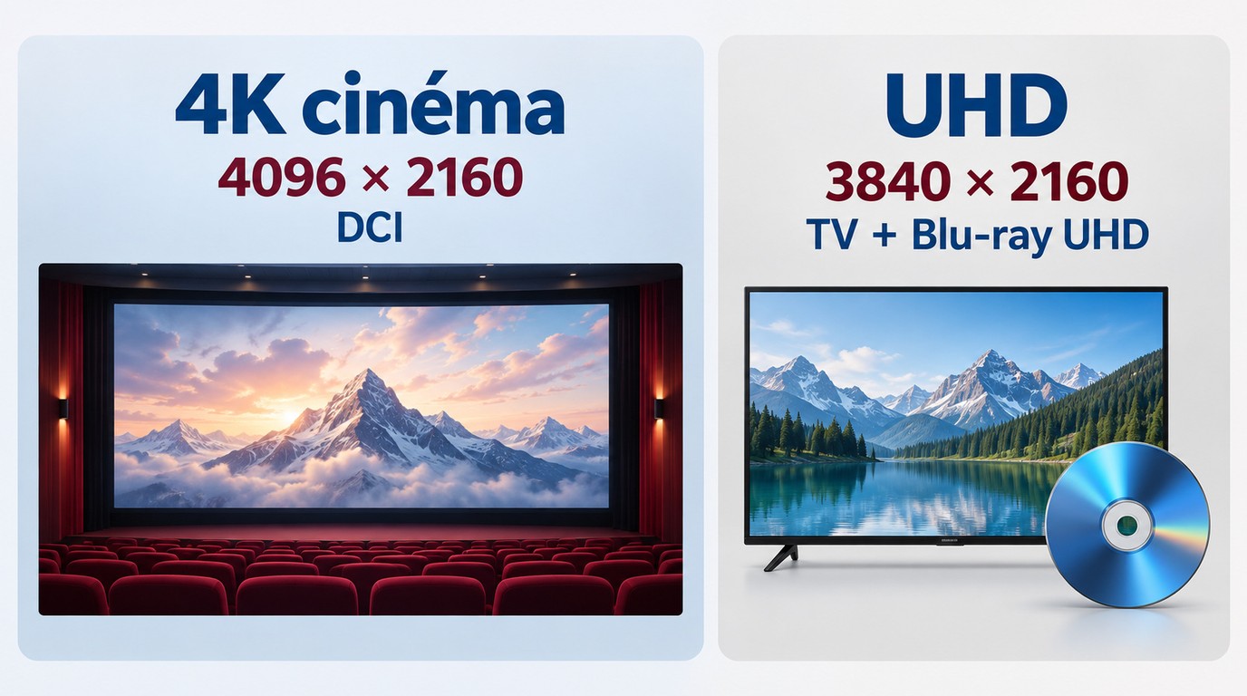 Différence entre la 4K DCI en 4096 x 2160 et l'UHD domestique en 3840 x 2160