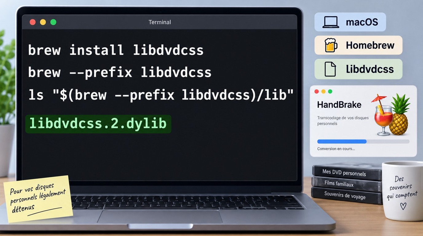 Installation de libdvdcss avec Homebrew sur macOS et vérification de libdvdcss.2.dylib