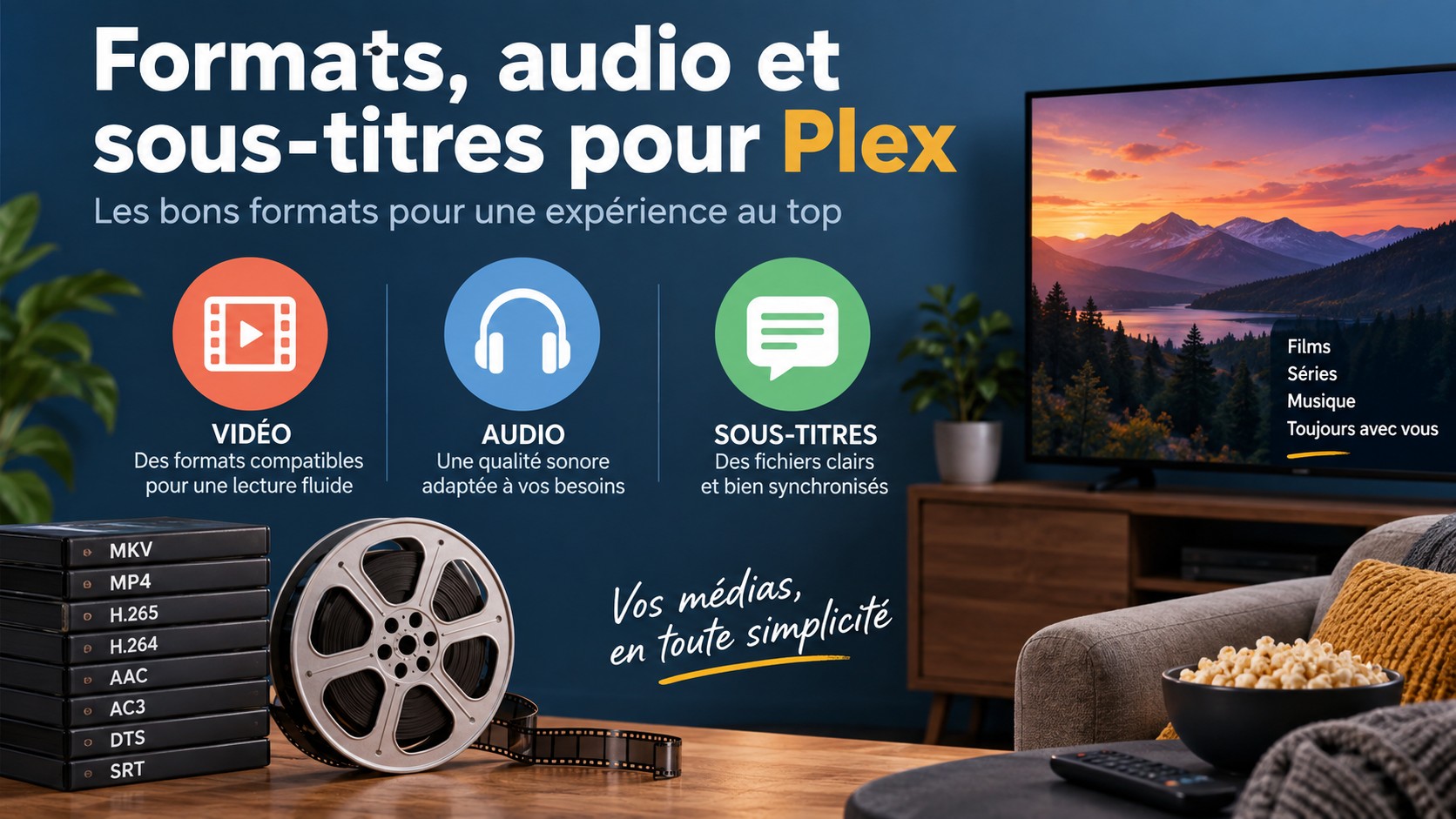 Formats, audio et sous-titres pour Plex