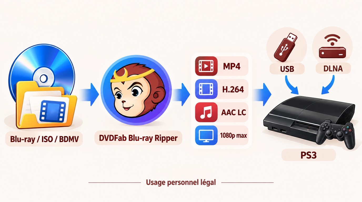 Du Blu-ray a la PS3 avec DVDFab, MP4 H.264, USB ou DLNA.