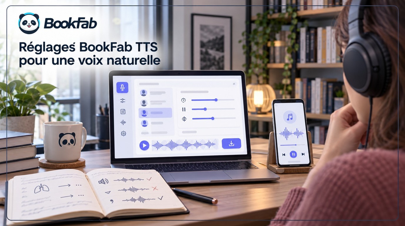 Guide des réglages BookFab TTS : voix, pauses et export naturel