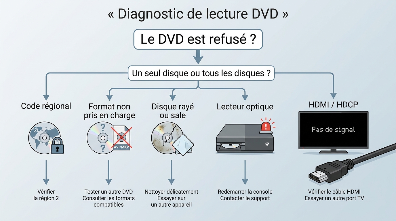 Diagnostic des erreurs de lecture DVD sur Xbox One