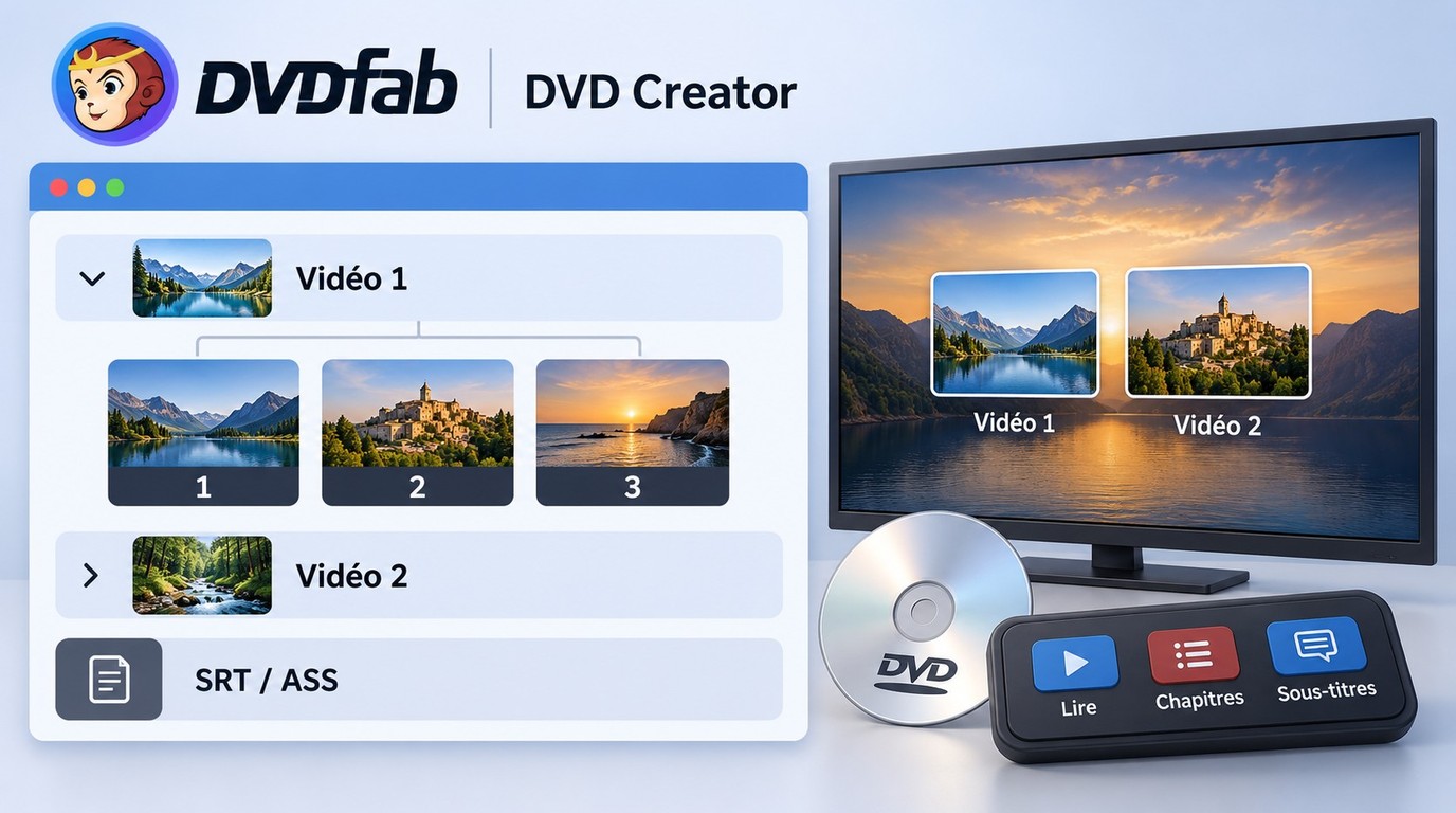 Titres, chapitres et sous-titres SRT ou ASS dans un projet DVDFab DVD Creator