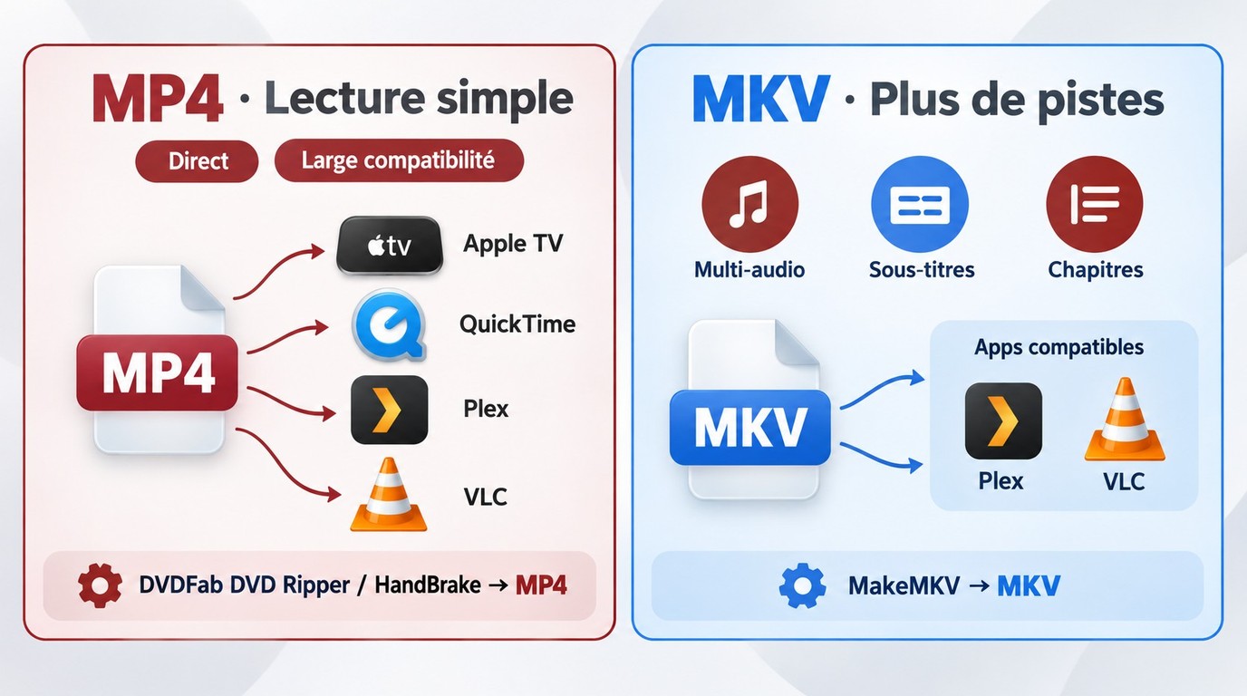 Compatibilité de MP4 et MKV avec Apple TV, QuickTime, Plex et VLC sur Mac