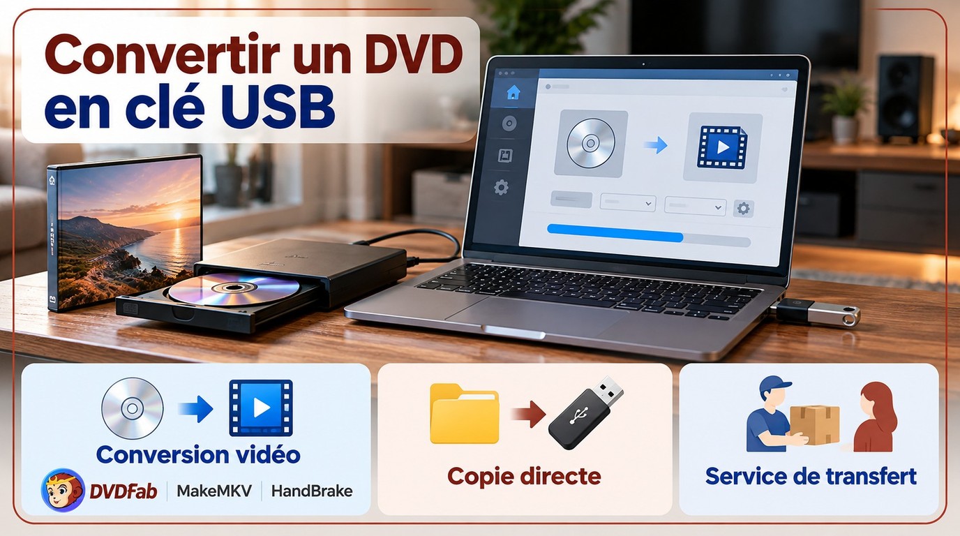 Convertir un DVD en USB : 3 méthodes selon votre matériel