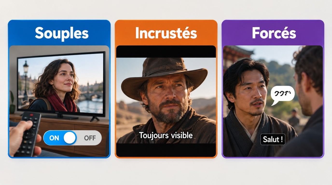 Différences entre sous-titres souples, incrustés et forcés sur un DVD