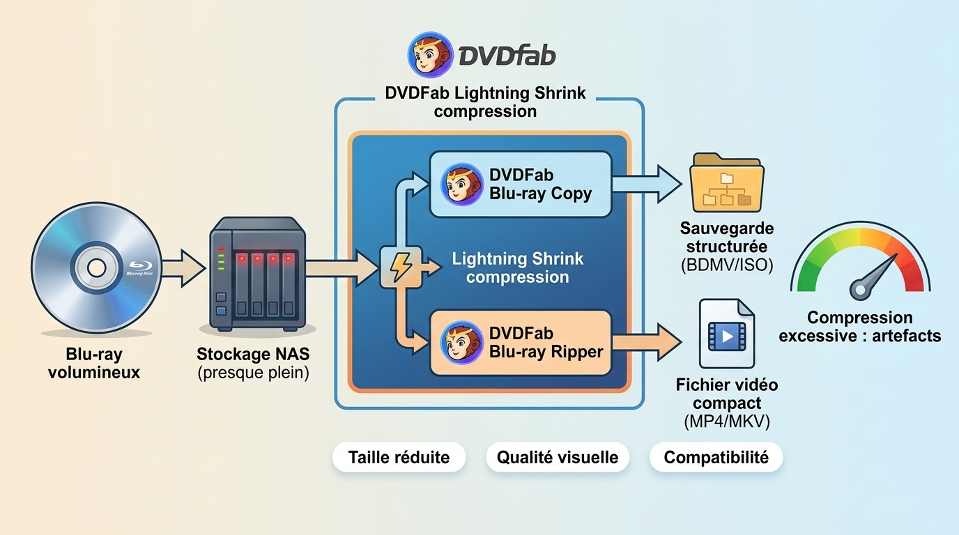 Compromis entre stockage, qualité et compatibilité avec DVDFab Lightning Shrink