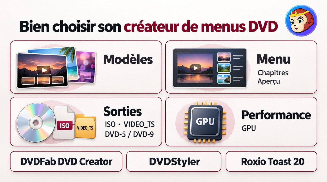 Quatre critères pour choisir entre DVDFab DVD Creator, DVDStyler et Roxio Toast 20